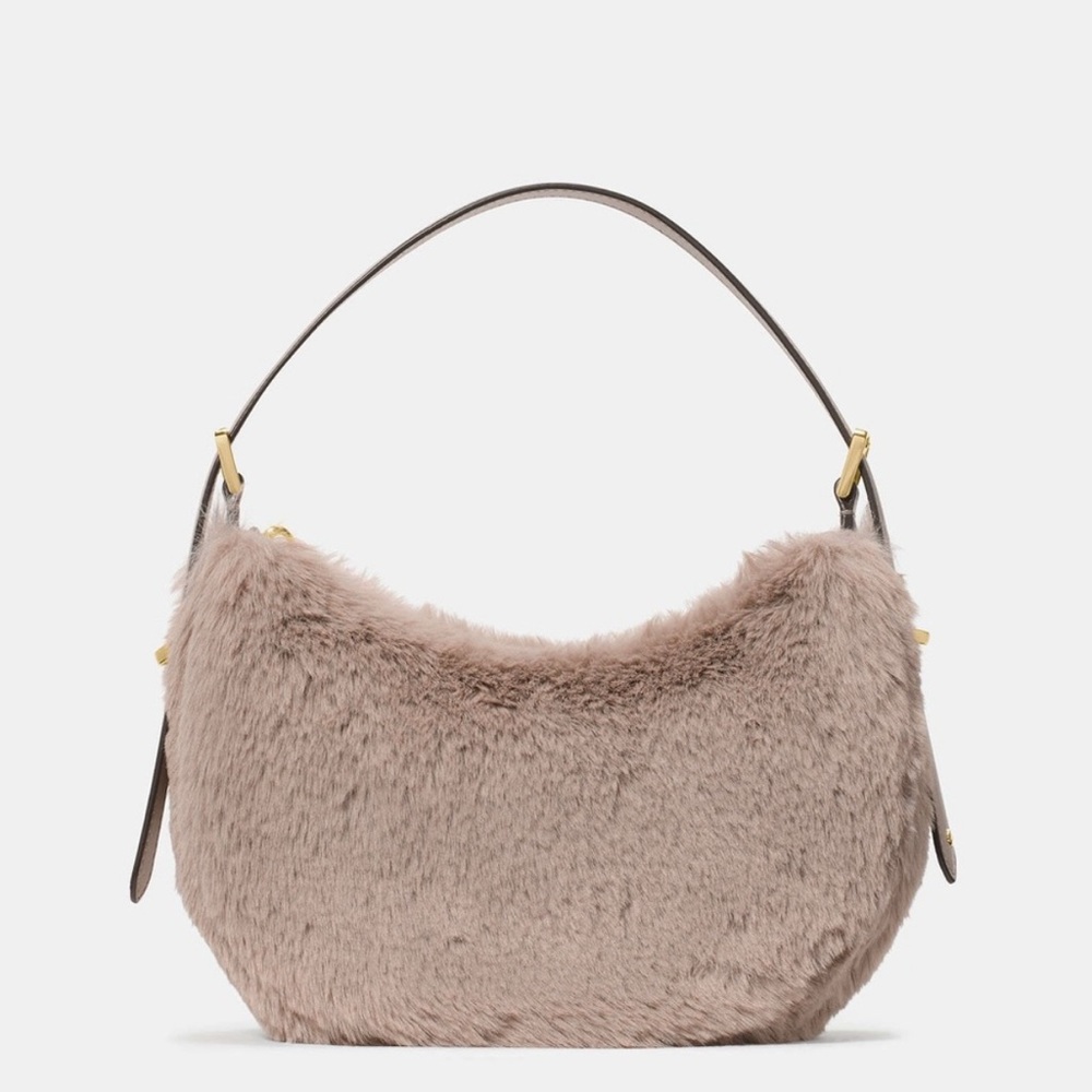 Kate Spade Faux Fur Hobo Bag in Soft Brown
